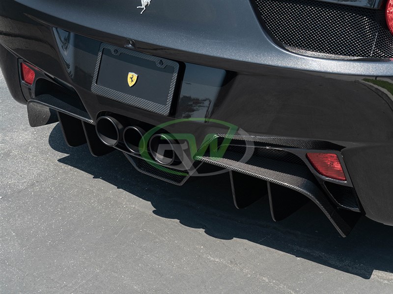 affordable style for your Ferrari 458 from RW carbon with this carbon fiber diffuser kit