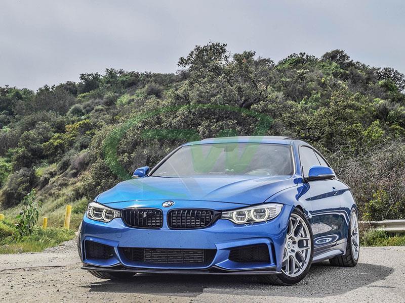 BMW F32 435i in blue with a RW Carbon 3D Style Carbon Fiber Lip