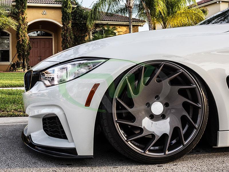 BMW F32 4 series in white with an RW 3D Style Carbon Fiber Front Lip