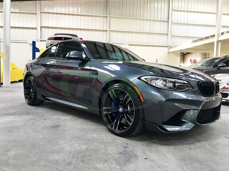 BMW F87 M2 installs a new set of Performance Style Front CF Splitters