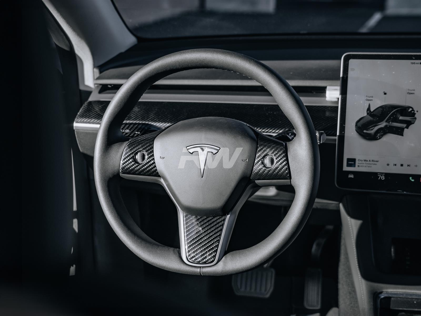 Tesla Model 3 and Model Y: Custom Made Carbon Fiber Steering Wheel