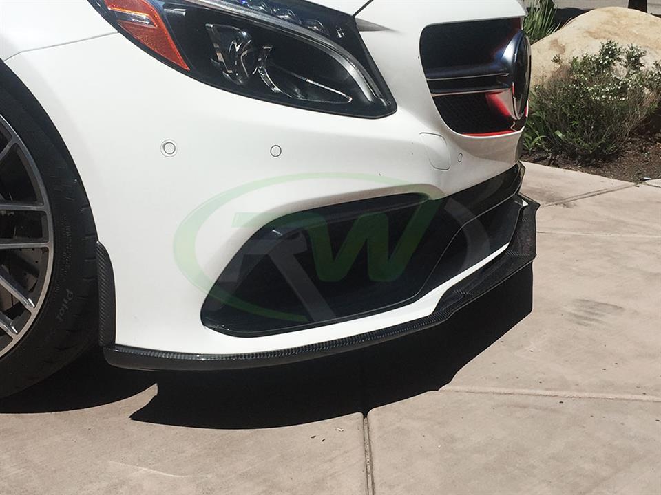 RW Carbon Aero Upgrade for White Mercedes W205 C63 Edition 1 Style Front Lip Spoiler in Carbon Fiber