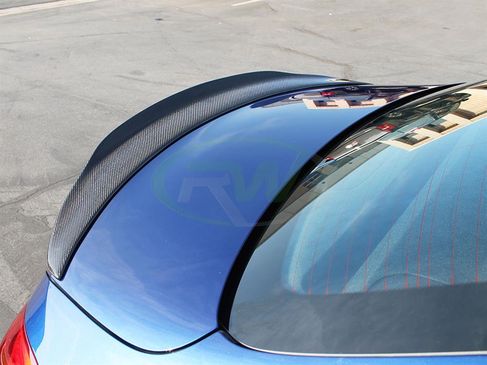 GTX carbon fiber trunk spoiler on blue C63s AMG