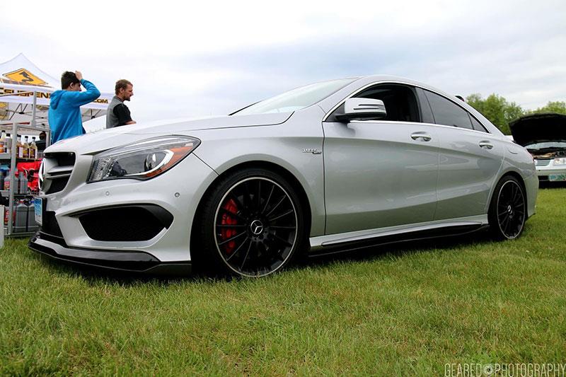 Mercedes C117 CLA outfitted with Revo Style Carbon Fiber Front Lip Spoiler