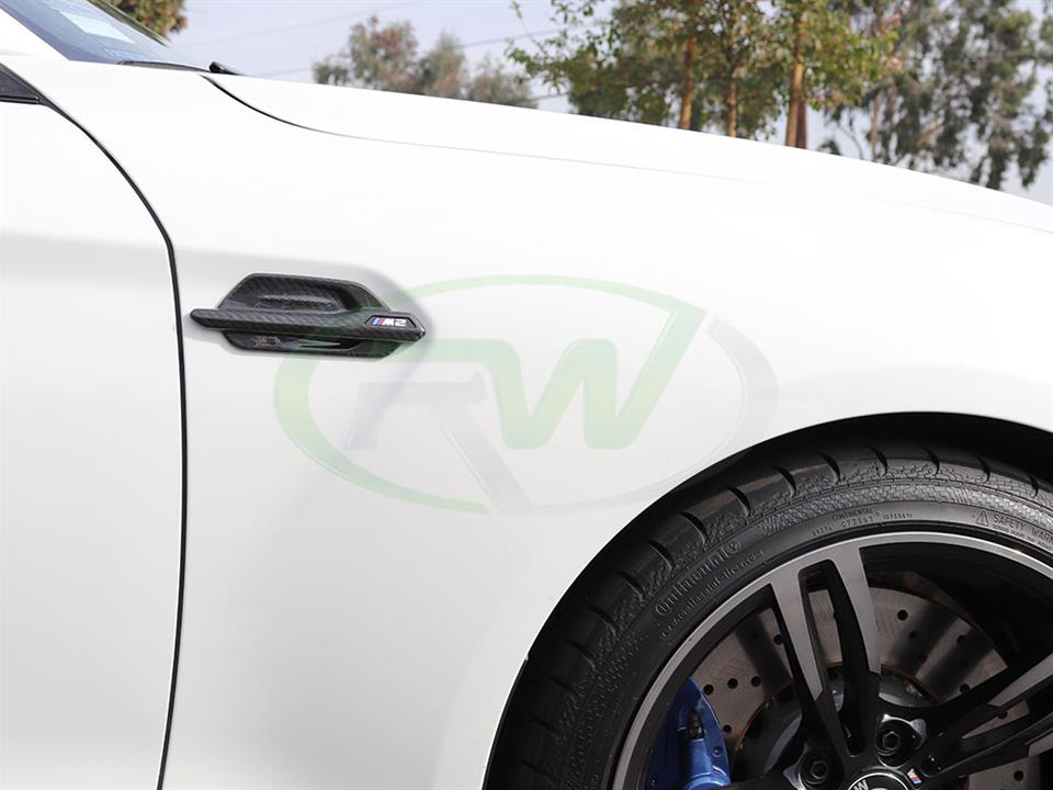 White BMW F87 M2 gets a set of RW Carbon Fiber Fender Trims