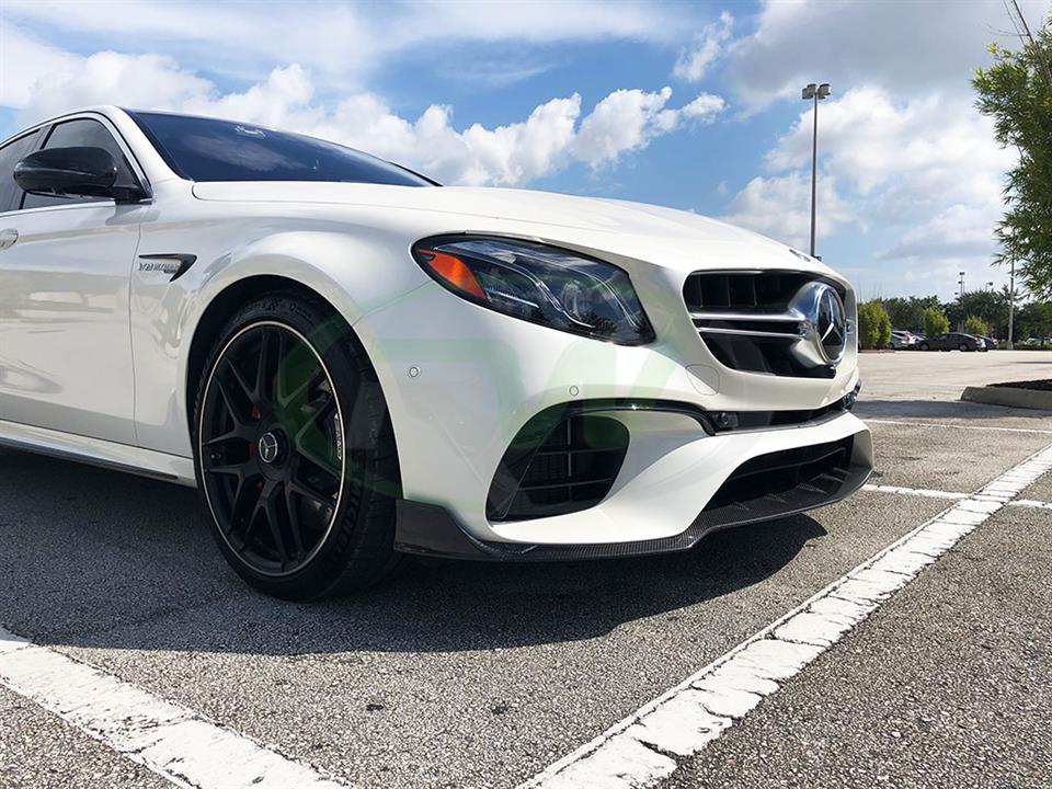 Mercedes W213 E63S in white gets an RW BRS Style CF Front Lip