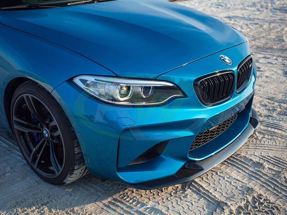 GTS style carbon fiber front lip on blue M2