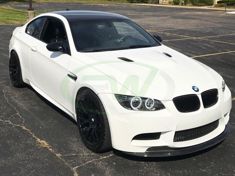 White BMW E92 M3 with a GTS Style Carbon Fiber Front Lip