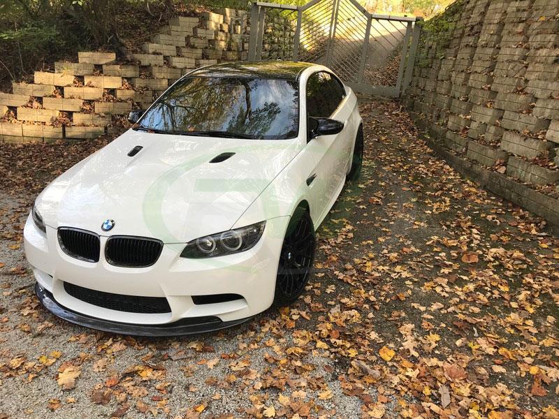 White BMW E92 M3 with a GTS Style Carbon Fiber Front Lip