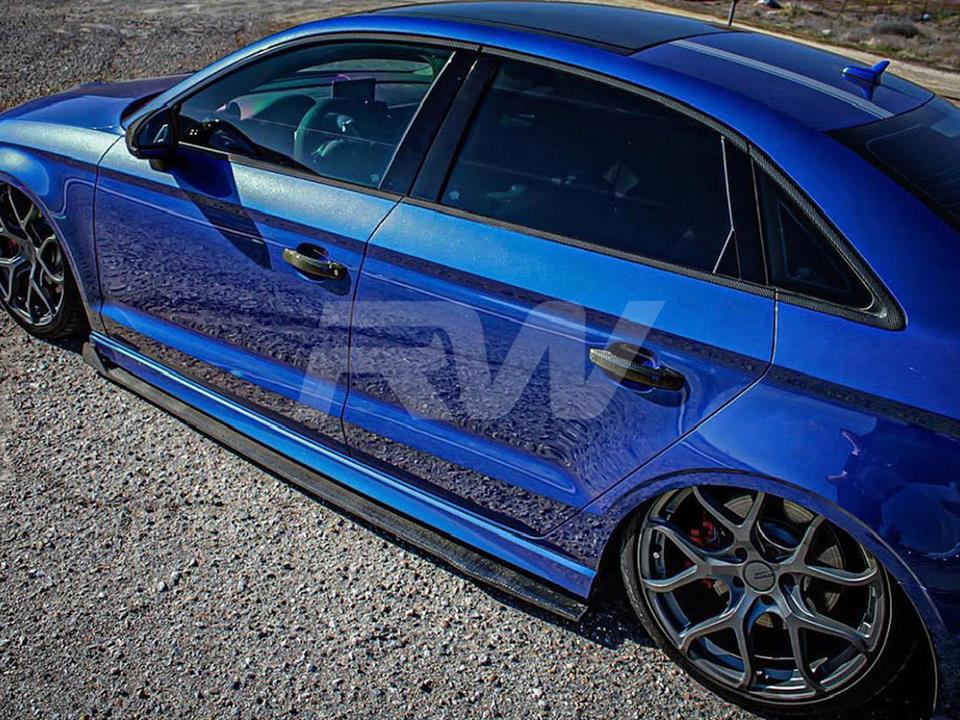 Audi RS3 with a set of GTX Carbon Fiber Side Skirt Extensions