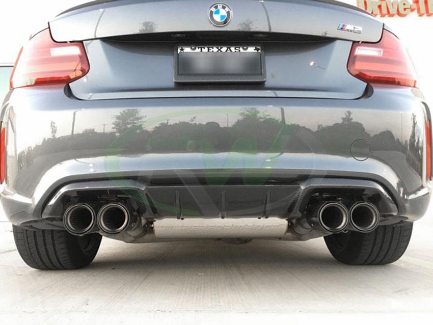 Grey BMW F87 M2 Performance Style gets an RW Carbon Fiber Rear Diffuser