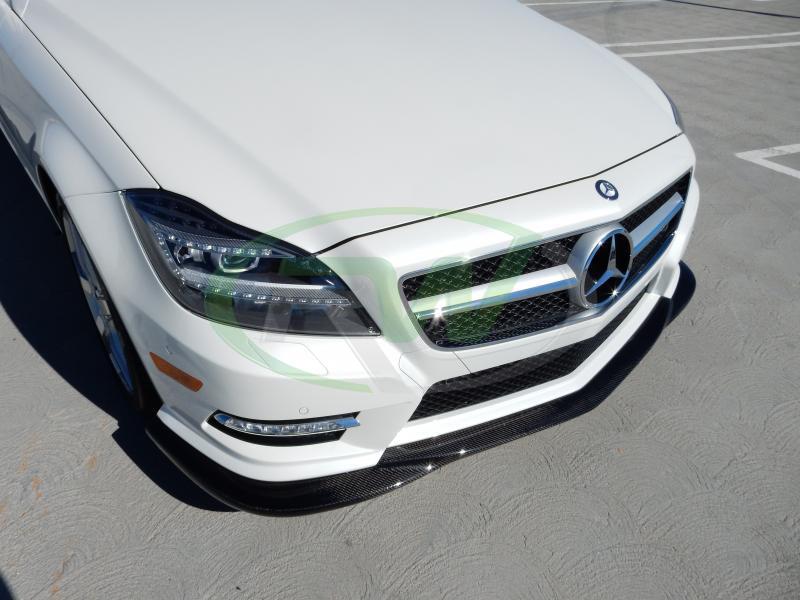 Mercedes W218 CLS550 upgrades to a Carbon Fiber Front Lip Spoiler