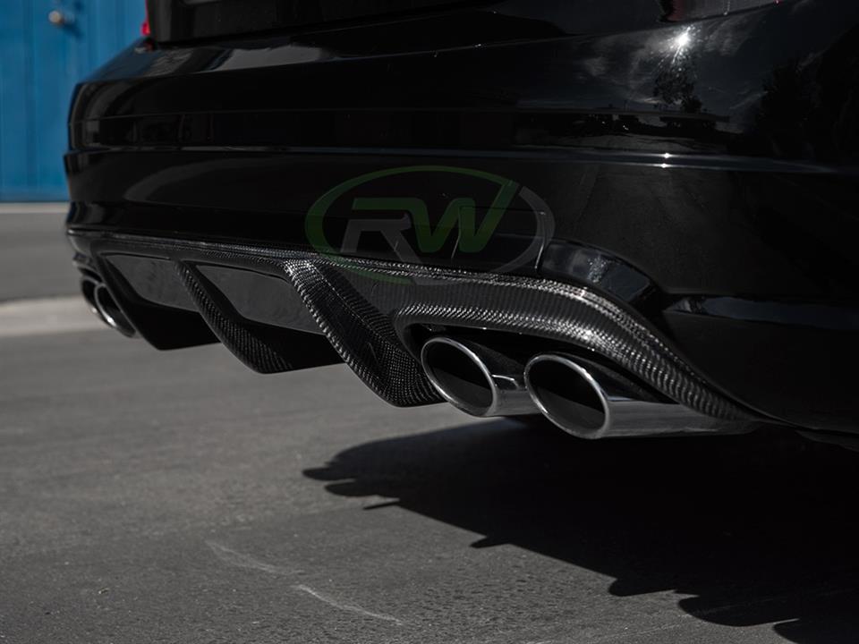 Black Mercedes C63 with a Arkym Style Carbon Fiber Diffuser