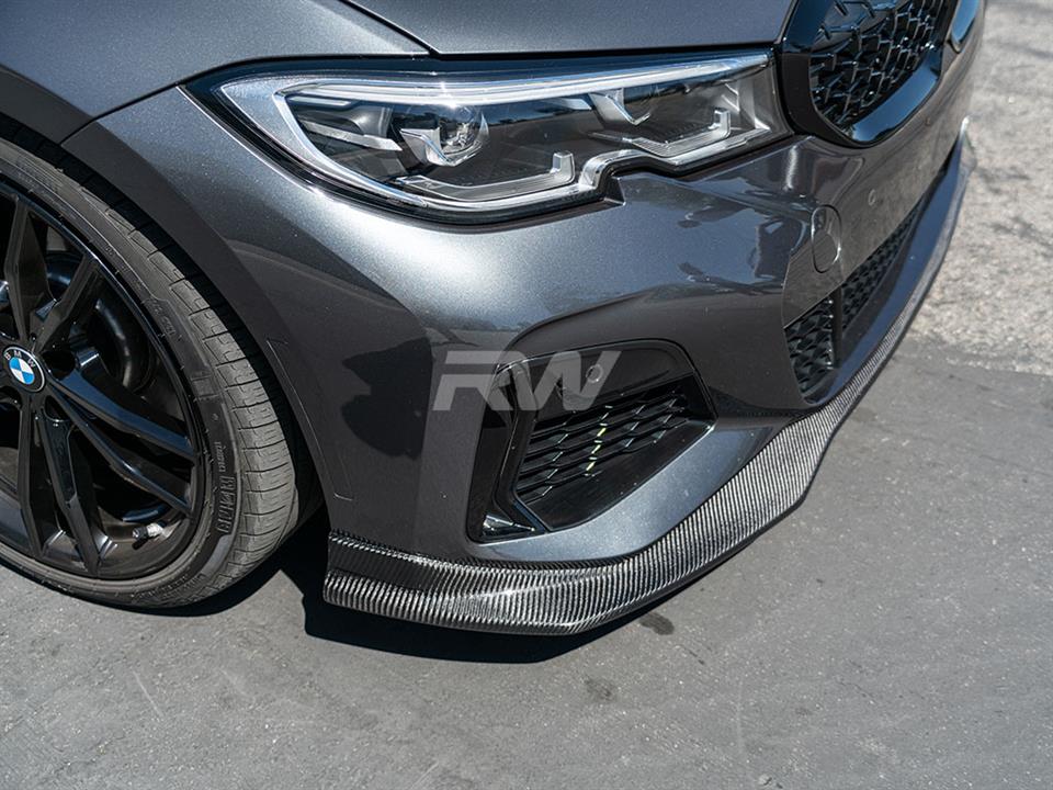 Grey BMW M340i with carbon fiber EC lip from RW Carbon
