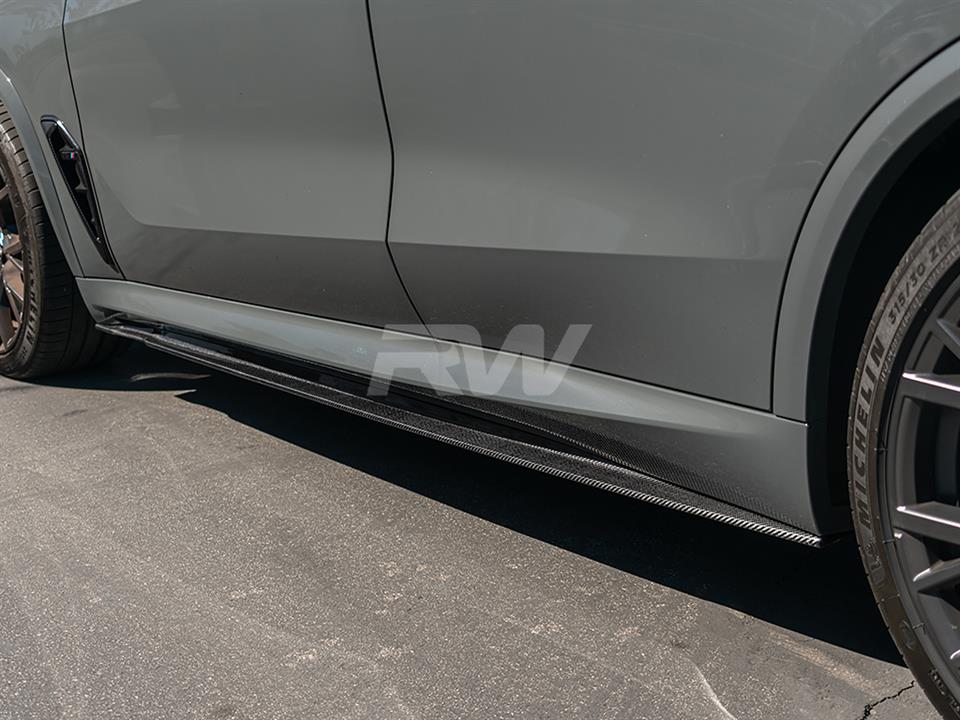 BMW F95 X5M with a set of RWS CF Side Skirt Extensions