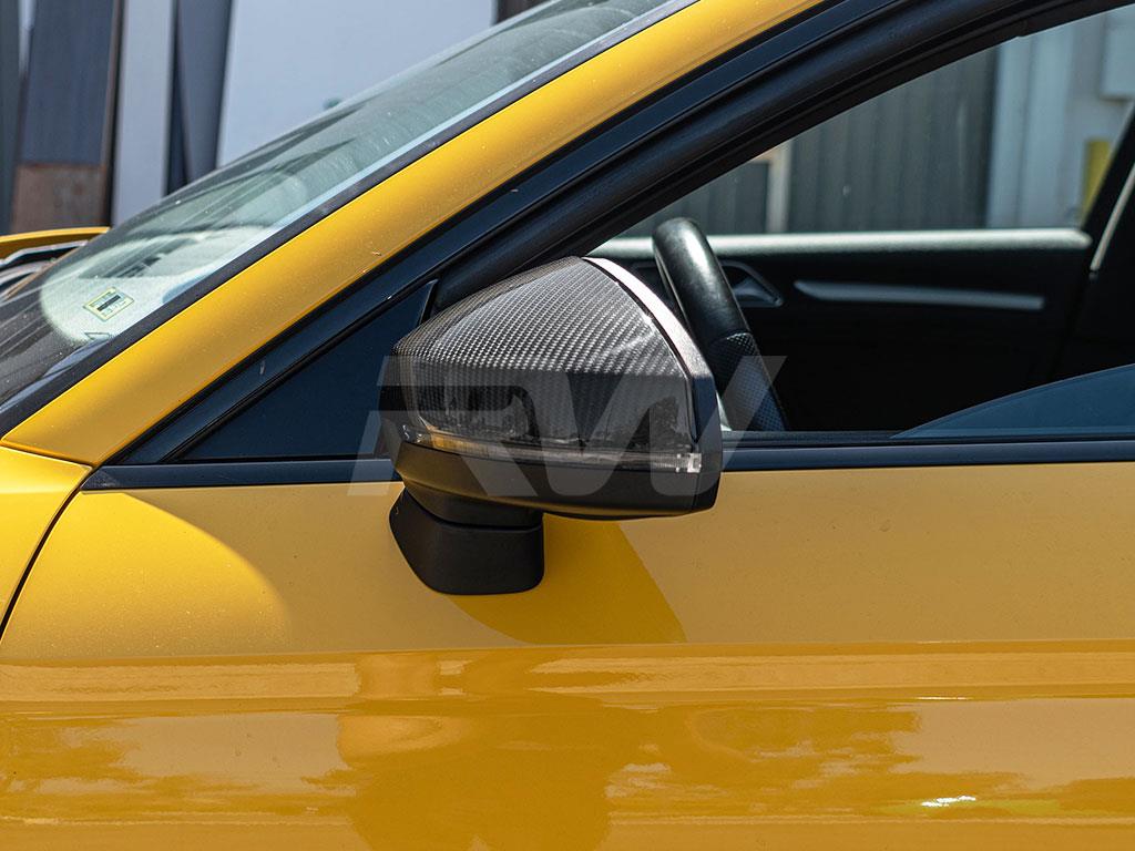 Audi 8V A3 S3 RS3 with RW Carbon Fiber Mirror Cap Replacements