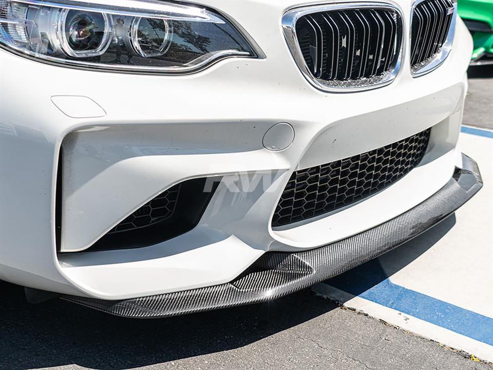 White BMW M2 with carbon fiber gts style lip