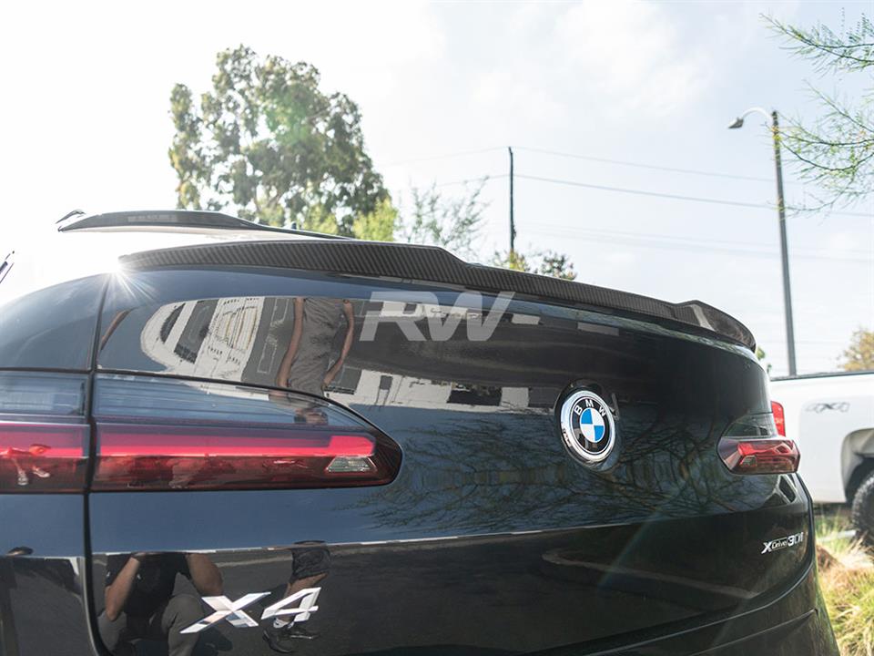 BMW G02 X4 30i gets an RW Carbon Fiber Trunk Spoiler