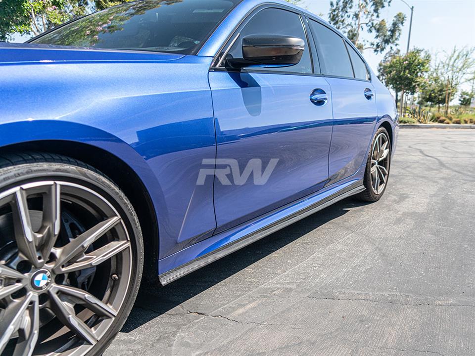 BMW G20 3Series 330i M340i K Style Carbon Fiber Side Skirt Extensions