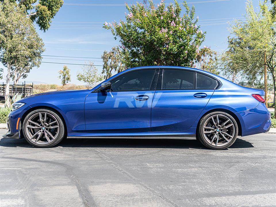 BMW G20 M340i hooked up with a set of K Style Carbon Fiber Side Skirt Extensions