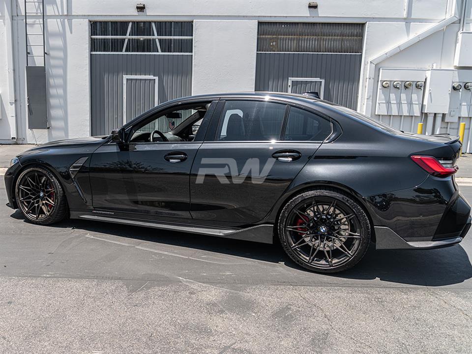 BMW G80 M3 Performance Style Carbon Fiber Side Skirt Extensions