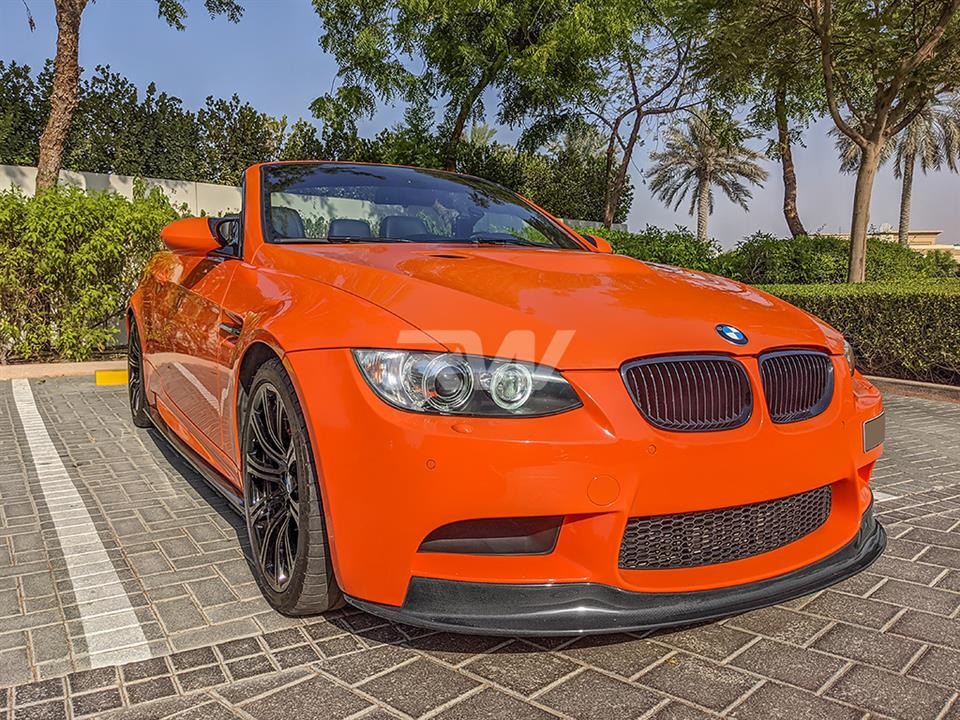 e92 m3 in orange with arkym style front lip