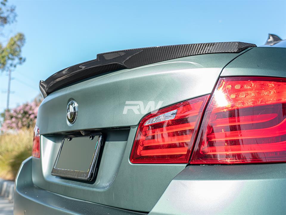 BMW F10 535i mounts an M4 Style Carbon Fiber Trunk Spoiler