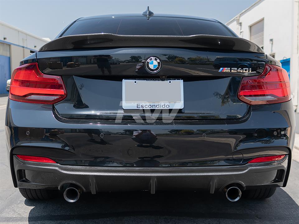 Fit For BMW F22 F23 M235i M240i 14-19 Rear Bumper Diffuser Lip W/Led Real  Carbon