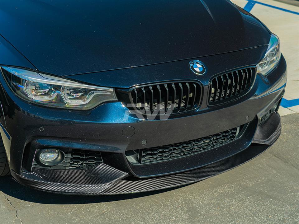 BMW F32 F33 F36 Blue with a Performance Style CF Front Lip