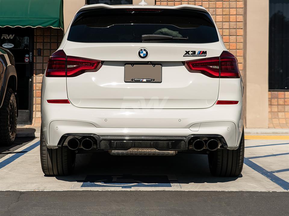 This BMW F97 X3M gets equipped with a new RW Carbon Fiber Diffuser