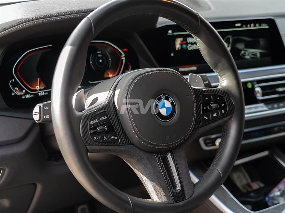 BMW Carbon Fiber Alcantara Steering Wheel Trim LCI