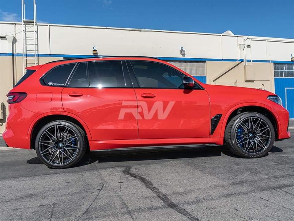 BMW F95 X5M with a set of RWS CF Side Skirt Extensions