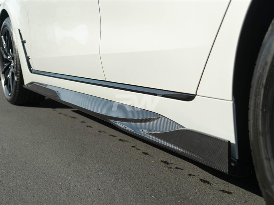 carbon fiber side skirt extensions for the BMW G26 4 series and I4