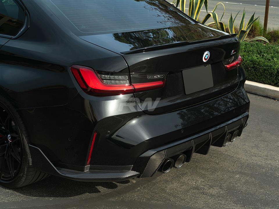 Black BMW G80 M3 with type 2 carbon fiber rear diffuser
