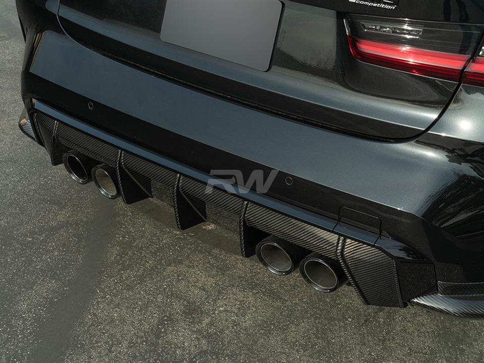 Black BMW G80 M3 with type 2 carbon fiber rear diffuser