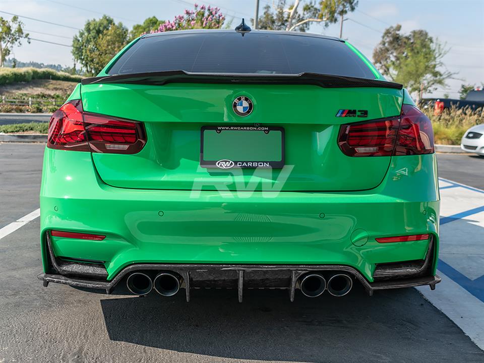 Trunk Spoiler Compatible With 2012-2020 BMW 3-Series F30 F80, P Style  Carbon Fiber Black Trunk Boot Lid Deck Lip Spoiler Wing By IKON MOTORSPORTS