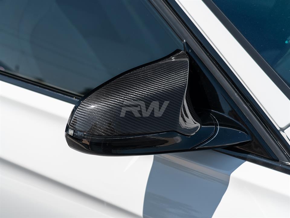 Pair of M3 Look Mirror Covers Carbon Fiber Fit for BMW F30 13-17 Sedan