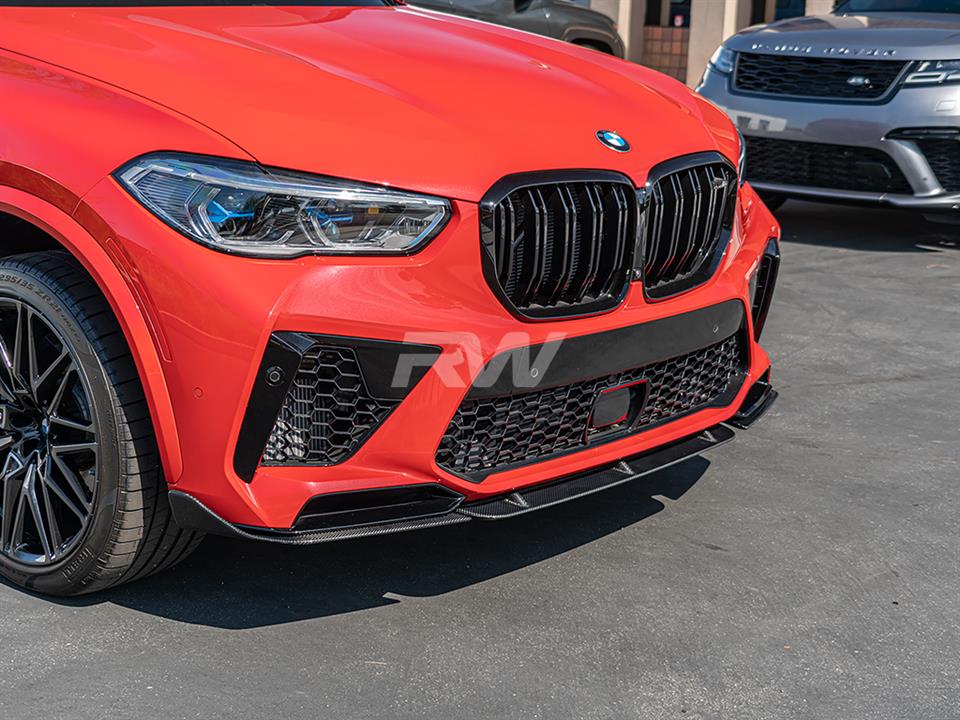 BMW F95 X5M rockin an RW Carbon Fiber Front Lip Spoiler