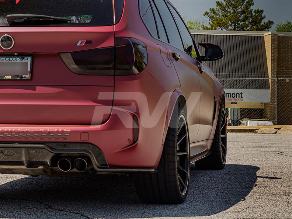 red BMW F85 X5M with an rw 3D Style Carbon Fiber Diffuser