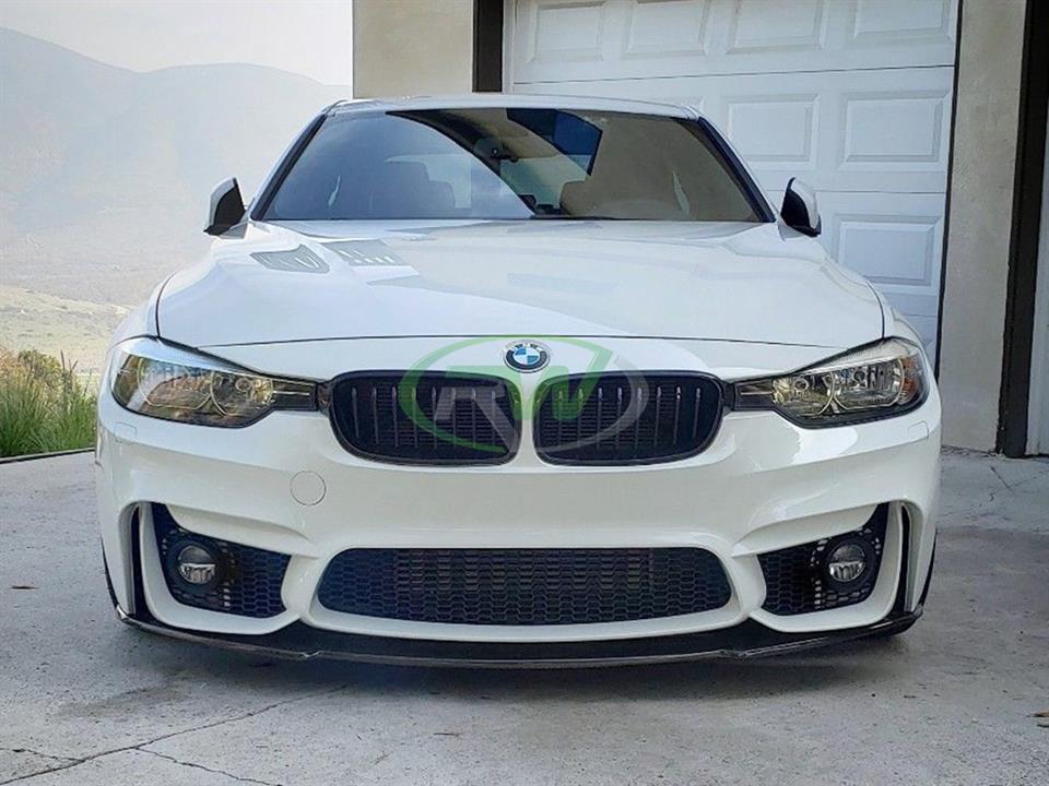 Bmw F30 M Style Carbon Fiber Front Lip Spoiler For M3 Rep Bumpers