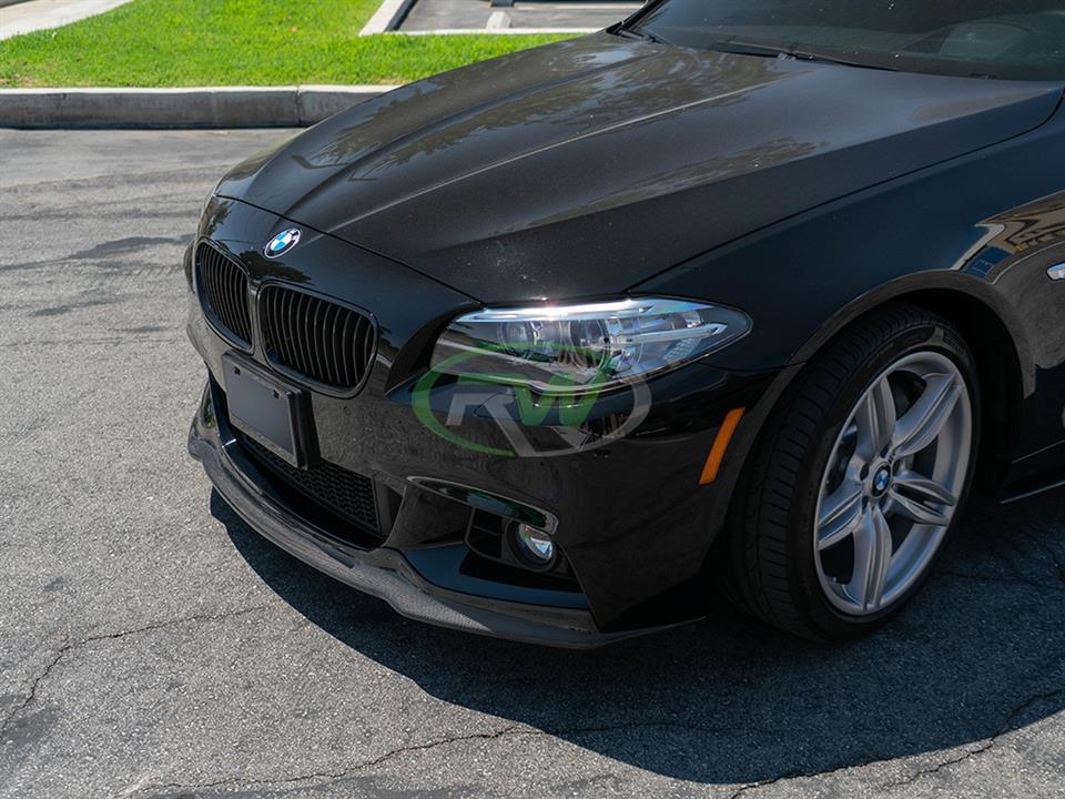 For BMW F10 5 Series 535i 528i M Sport 2011-2016 High Quality ABS Front  Bumper Lip Spoiler Glossy Black Or Carbon Fiber Look