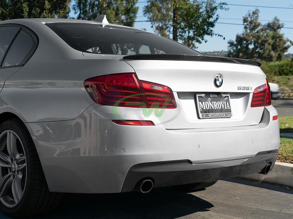 BMW F10 5 series fitted with a Arkym Style Carbon Fiber Trunk Spoiler