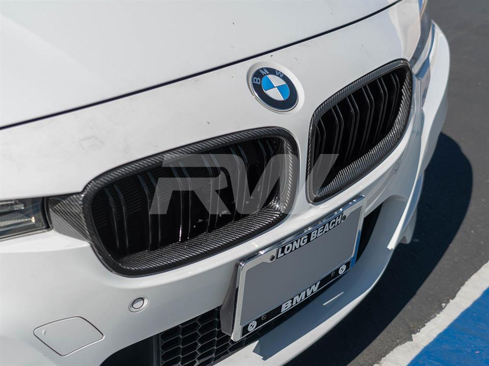 bag Snuble faldskærm BMW F30/F31 Double Slat Carbon Fiber Grilles 320i 330i 328i 335i 340i