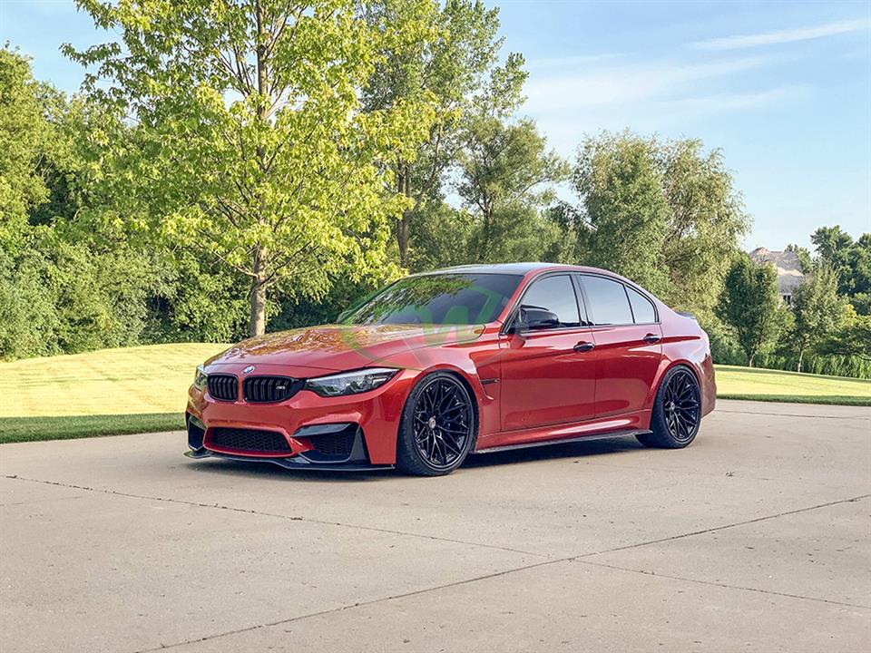 red bmw f80 m3 with GTX CF front lip