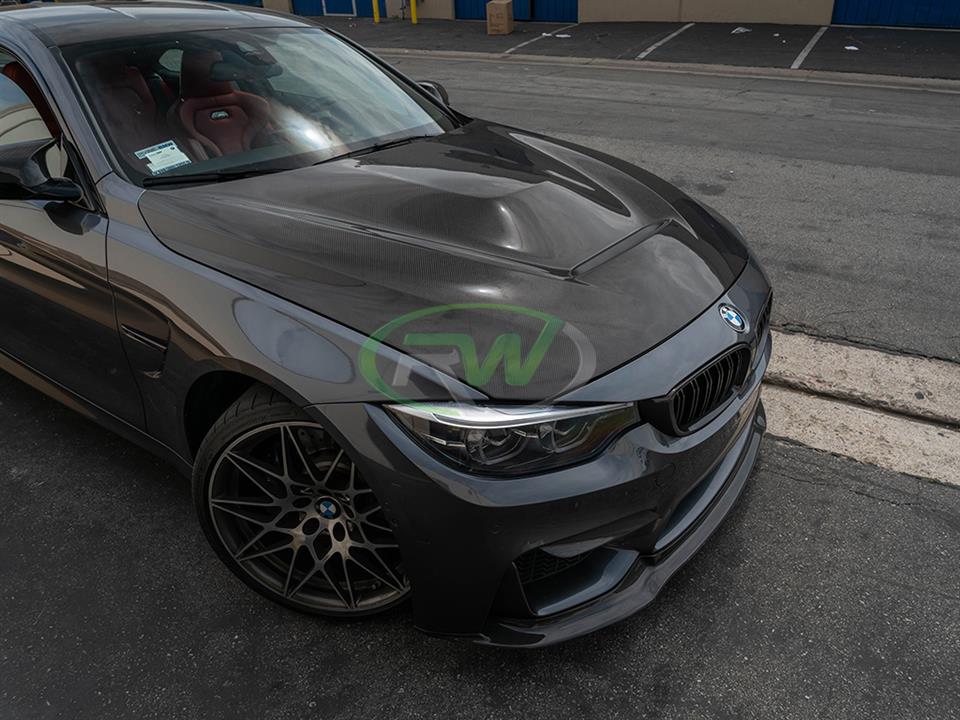 BMW F8x M3 M4 with a RW GTS CS Style Carbon Fiber Hood