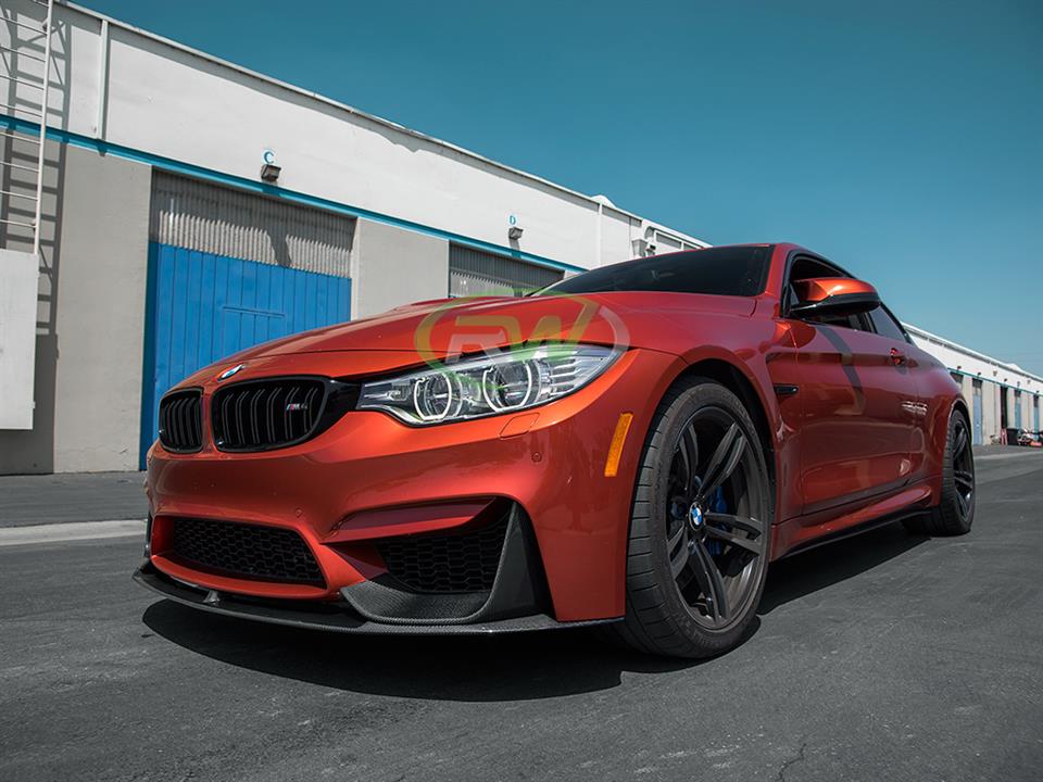 BMBMW F82 M4 with an RW Performance Style Carbon Fiber Front Lip Spoiler