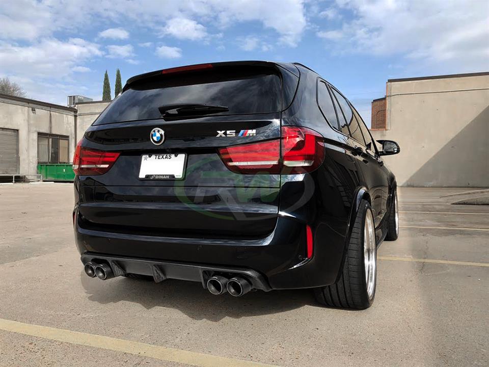 BMW F85 X5M equipped with one of our RW Carbon Fiber Diffuser