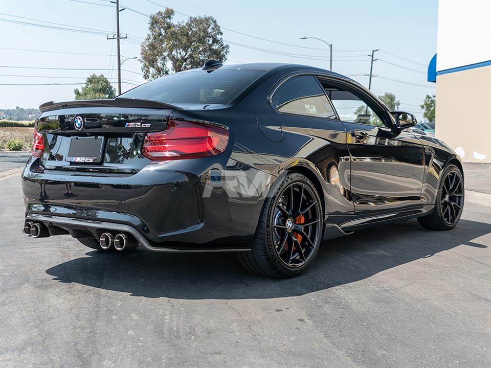 black BMW F87 M2 competition with 3d style carbon fiber diffuser