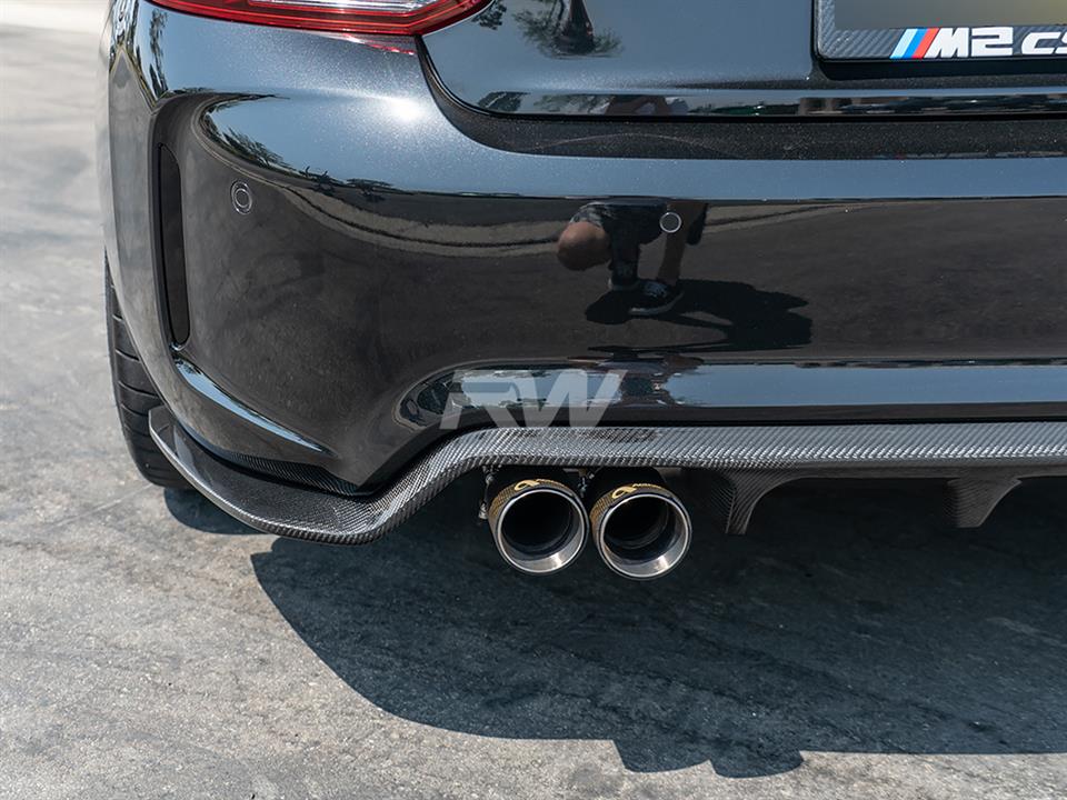 black BMW F87 M2 competition with 3d style carbon fiber diffuser