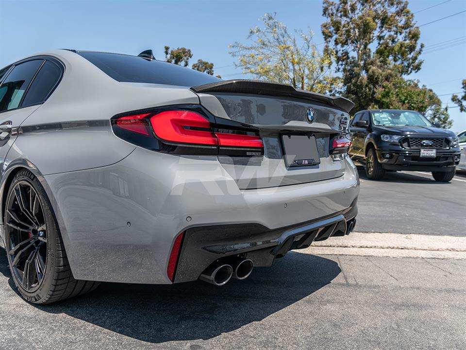 BMW F90 M5 fitted with a Performance Style CF Trunk Spoiler